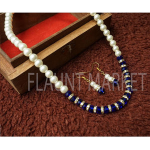 New Fashionable Best Quality Designer Pearls Stylish Trending Jewel stone Set (Royal Blue)