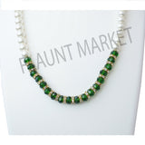 Fashionable Best Quality Designer Pearls Stylish Trending Jewel stone Set (Green)