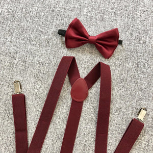 Burgundy/Maroon Bowtie/Suspenders Set. Burgundy Bow Tie Set!
