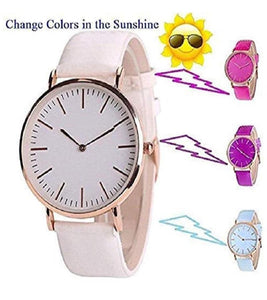 Trending Fashion Simple Style Temperature Sun UV Color Change Women Quartz Wrist watches