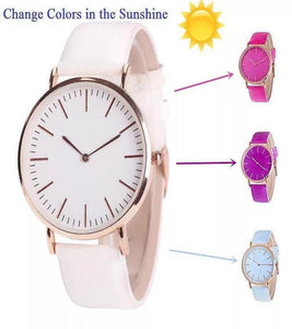 Trending Fashion Simple Style Temperature Sun UV Color Change Women Quartz Wrist watches