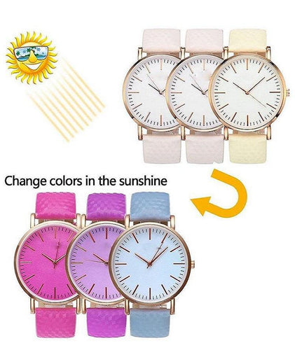 Trending Fashion Simple Style Temperature Sun UV Color Change Women Quartz Wrist watches
