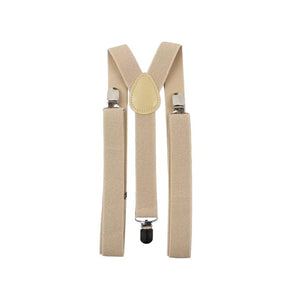 Top Selling Solid Color Man Belt Woman Men's Suspenders Clip-on Y-Cream Braces Elastic Adjustable