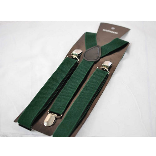 Top Selling Solid Color Man Belt Woman Men's Suspenders Clip-on Y-Green Braces Elastic Adjustable
