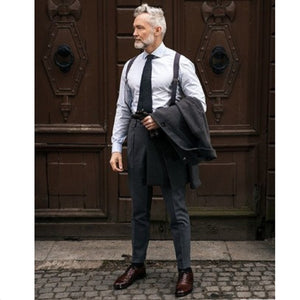 Top Selling Solid Color Man Belt Woman Men's Suspenders Clip-on Y-Grey Braces Elastic Adjustable