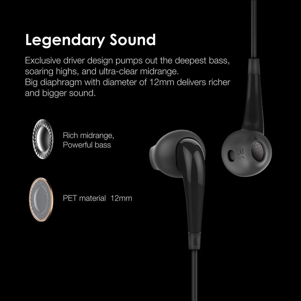 Top Quality Best Trending Legendary Sound Half-in-Ear Wired Earphones with Remote Control & Mic -Multicolor