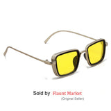 Trending Luxury Kabir Singh Indian Movie High Quality Sunglasses Men Square Silver Frame Cool Sun Shades Brand Design Yellow Glasses Boys