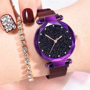 Trending Sale Fashion Ladies Quartz Watch Purple Magnet Alloy Strap Luxury Diamond Roman Scale Alloy Dial Gift Clock Women Watches