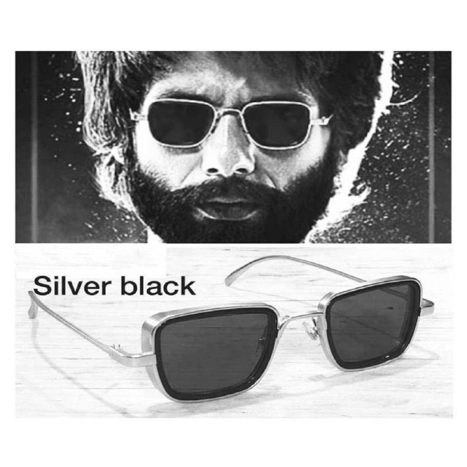 Trending Luxury Kabir Singh Indian Movie High Quality Sunglasses Men Square Silver Frame Cool Sun Shades Brand Design Black Glasses Boys