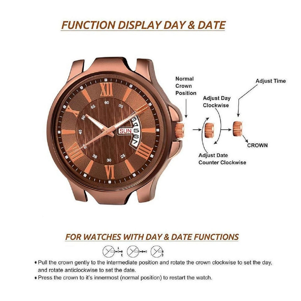 New Best Trending High Quality Brown Stylish Day And Date Professional Watches For Men