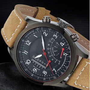 Trending High Quality Luxury Casual Designer Fashion Strap Wristwatches Analog Brown Leather Belt Colorful Dial Black Watches