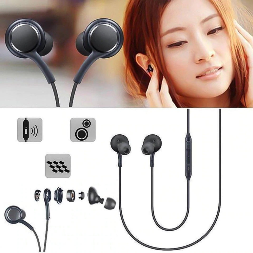 Top Quality Best Selling Trending 3.5mm Jack Earphones Super Bass  Hands-Free with Fabric Cable Compatible for All Mobile’s & Other Android/iOS Devices - (Black)