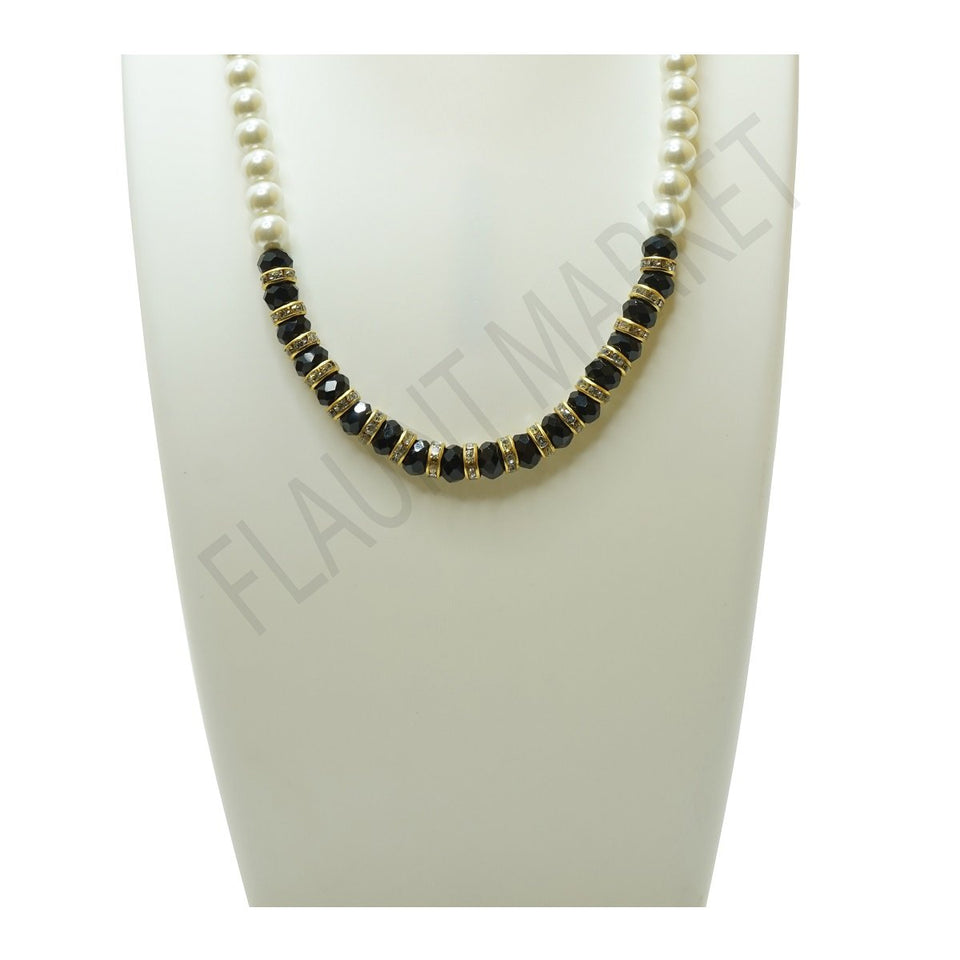 Fashionable Best Quality Designer Pearls Stylish Trending Jewel stone Set (Black)