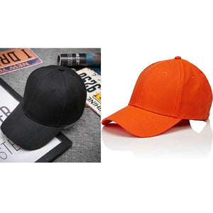 Trending Outdoor Sun Hat For Adult Unisex Casual Solid Adjustable Baseball Caps Women Men Black & Orange