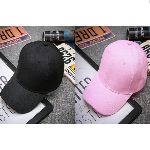 Trending Outdoor Sun Hat For Adult Unisex Casual Solid Adjustable Baseball Caps Women Men Black & Pink