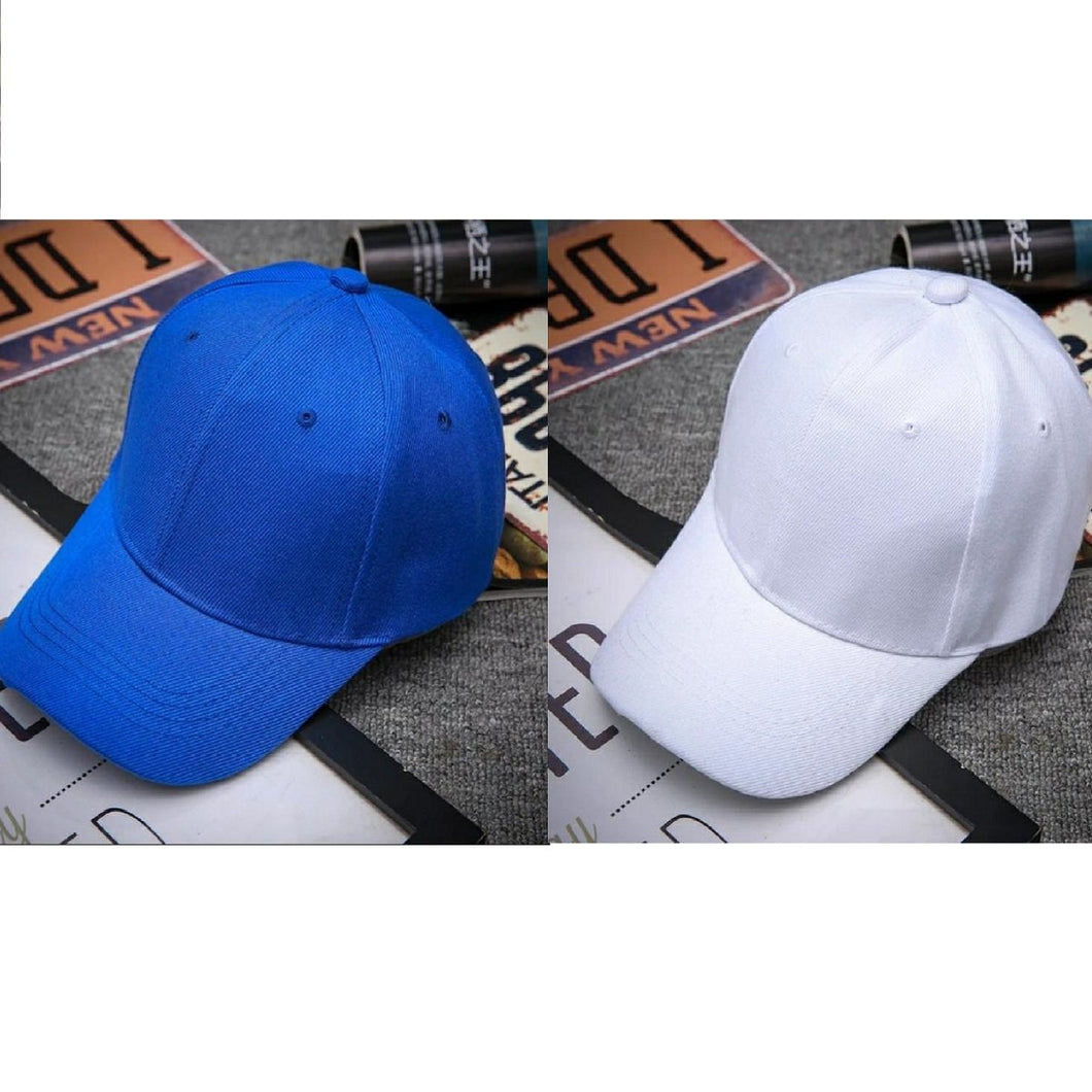 Trending Baseball 2020 Blue & White Solid Color Snapback Caps Fitted Casual Hip Hop For Unisex