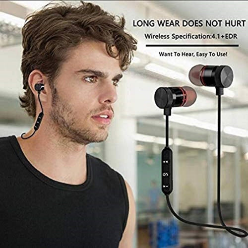 Top Quality Best Trending Ear- Magnetic Bluetooth Headset with Mic Bluetooth Headset Bluetooth Headset  (Black, In the Ear)