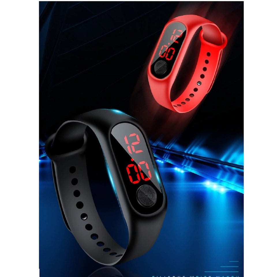 Top Quality Best Selling Trendy Sports Red LED Digital Bracelet Colorful Silicone Kids Children Wristwatch Gift Combo Of Two Watch