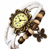 Trending Lady Bead Butterfly Dangle Bracelet Bangle Quartz Wrist Watch Best Quality Sale Women's Butterfly Bracelet Wrist Watches