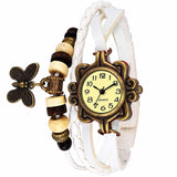 Trending Lady Bead Butterfly Dangle Bracelet Bangle Quartz Wrist Watch Best Quality Sale Women's Butterfly Bracelet Wrist Watches