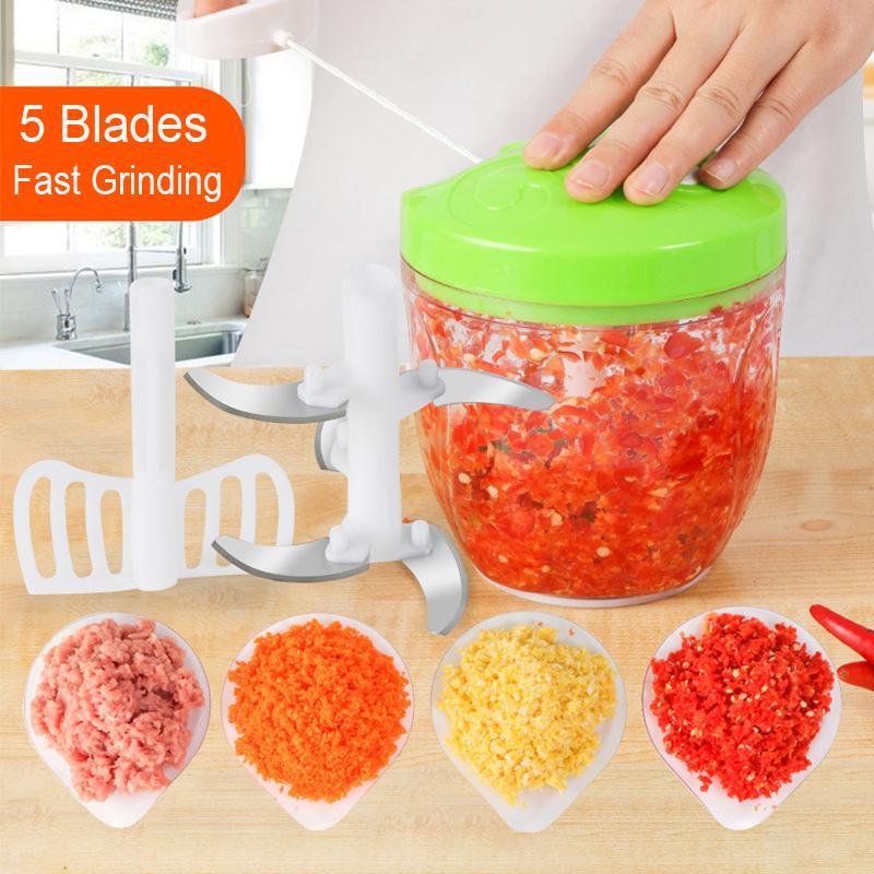 Trending Quality Turbo Vegetable Chopper, Cutter, Mixer for Kitchen with 5 Stainless Steel and Whisker Blade 900 ml