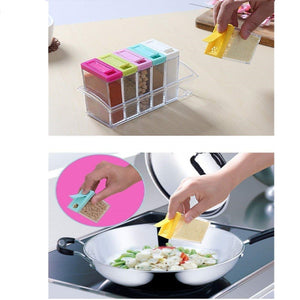Top Quality Best Selling Kitchenware Plastic Spice Jars Dispenser 12 Masala Rack Box Easy Flow Storage Crystal Seasoning Box (10x17x7cm, Multicolour) (Pack of 12 Box)