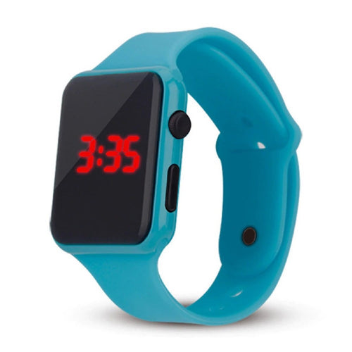 High Quality LED Student Couple Electronic Sports 2020 Sport Digital Watches Sky Blue