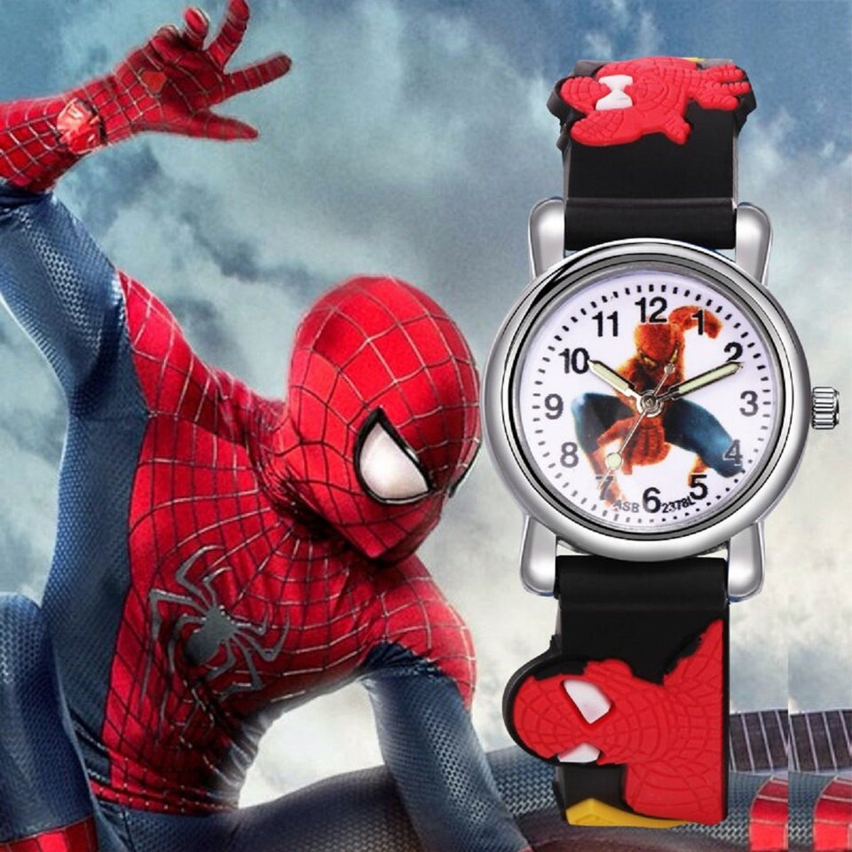 Trending Sale 3D Rubber Strap Spiderman Children Watch Kids Cartoon Sports Quartz Wrist watch for Boys Clock