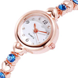Fashion Best Quality Trending Sale Party-Wedding Formal Casual Rose Gold Strap Blue Stone Diamond Watch for Girls Analog Watch - For Women