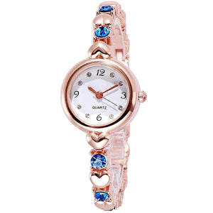 Fashion Best Quality Trending Sale Party-Wedding Formal Casual Rose Gold Strap Blue Stone Diamond Watch for Girls Analog Watch - For Women