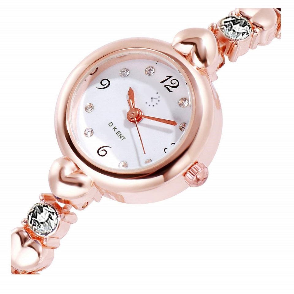 Fashion Best Quality Trending Sale Party-Wedding Formal Casual Rose Gold Strap White Stone Diamond Watch for Girls Analog Watch - For Women