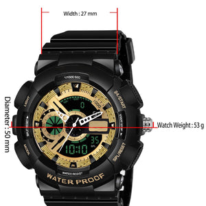 Hot Selling High Quatily Led Digital Sports Wristwatch Male Gift Analog Automatic Black Sports Fully Waterproof Watch For Men