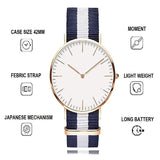 Trending High Quality Luxury  Women Stylish Nylon Belt Bracelet Unisex Simple Fashion Quartz Watch Gold Wristwatch Clock Dress