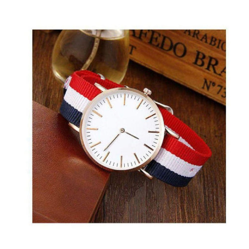 Trending High Quality Luxury Women Stylish Nylon Belt Bracelet Unisex Simple Fashion Quartz Watch Gold Wristwatch Clock Dress
