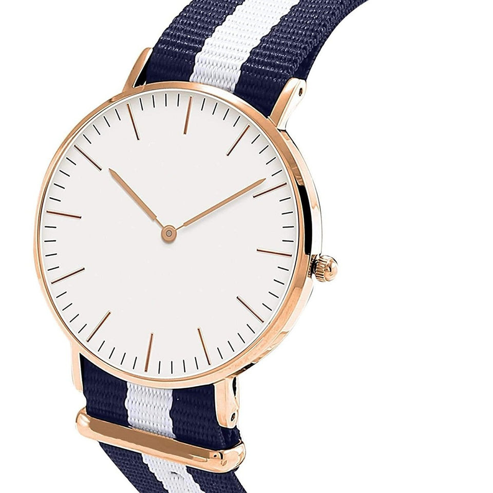 Trending High Quality Luxury  Women Stylish Nylon Belt Bracelet Unisex Simple Fashion Quartz Watch Gold Wristwatch Clock Dress