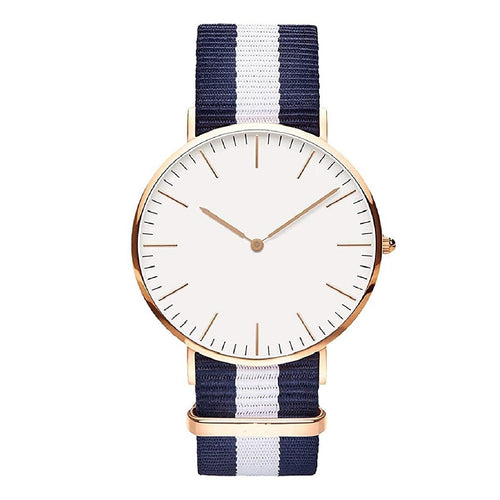 Trending High Quality Luxury  Women Stylish Nylon Belt Bracelet Unisex Simple Fashion Quartz Watch Gold Wristwatch Clock Dress