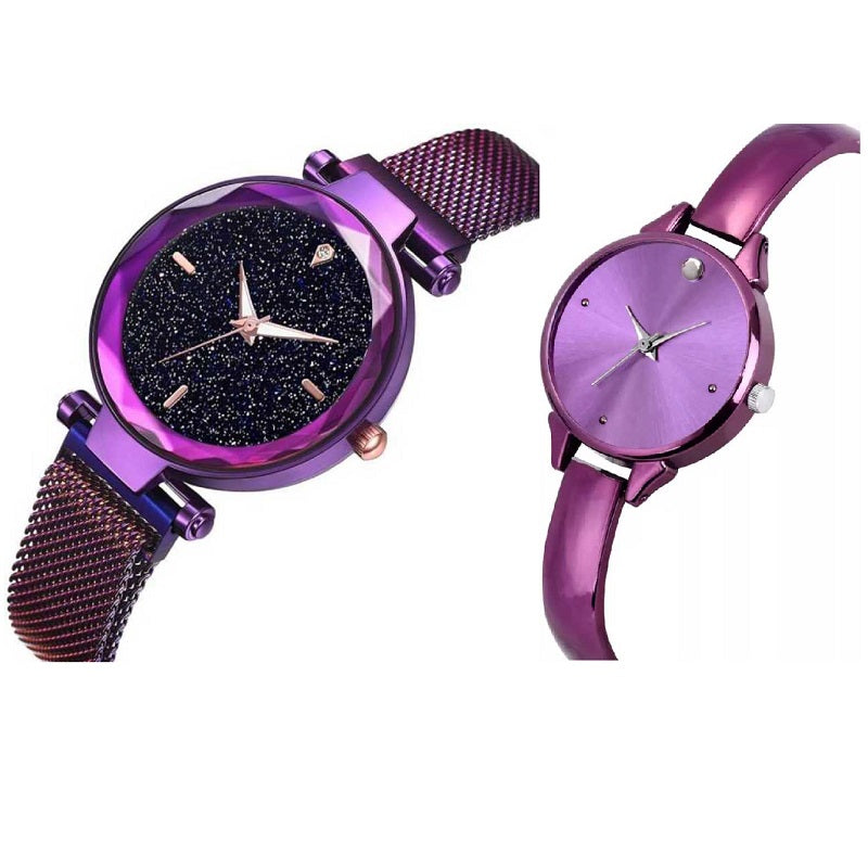 Top Quality Trending 2020 New Luxury Women Watches Fashion Magnet Buckle Purple Ladies Wristwatch Starry Sky Diamond Gift Quartz