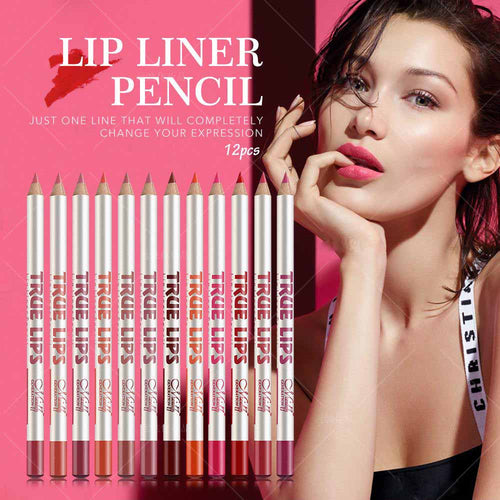 Trending 12 Pcs/set Cosmetic Professional Wood Lip liner Waterproof Lady Charming Soft Pencil Contour Makeup Lipstick Tool