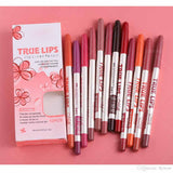 Trending 12 Pcs/set Cosmetic Professional Wood Lip liner Waterproof Lady Charming Soft Pencil Contour Makeup Lipstick Tool