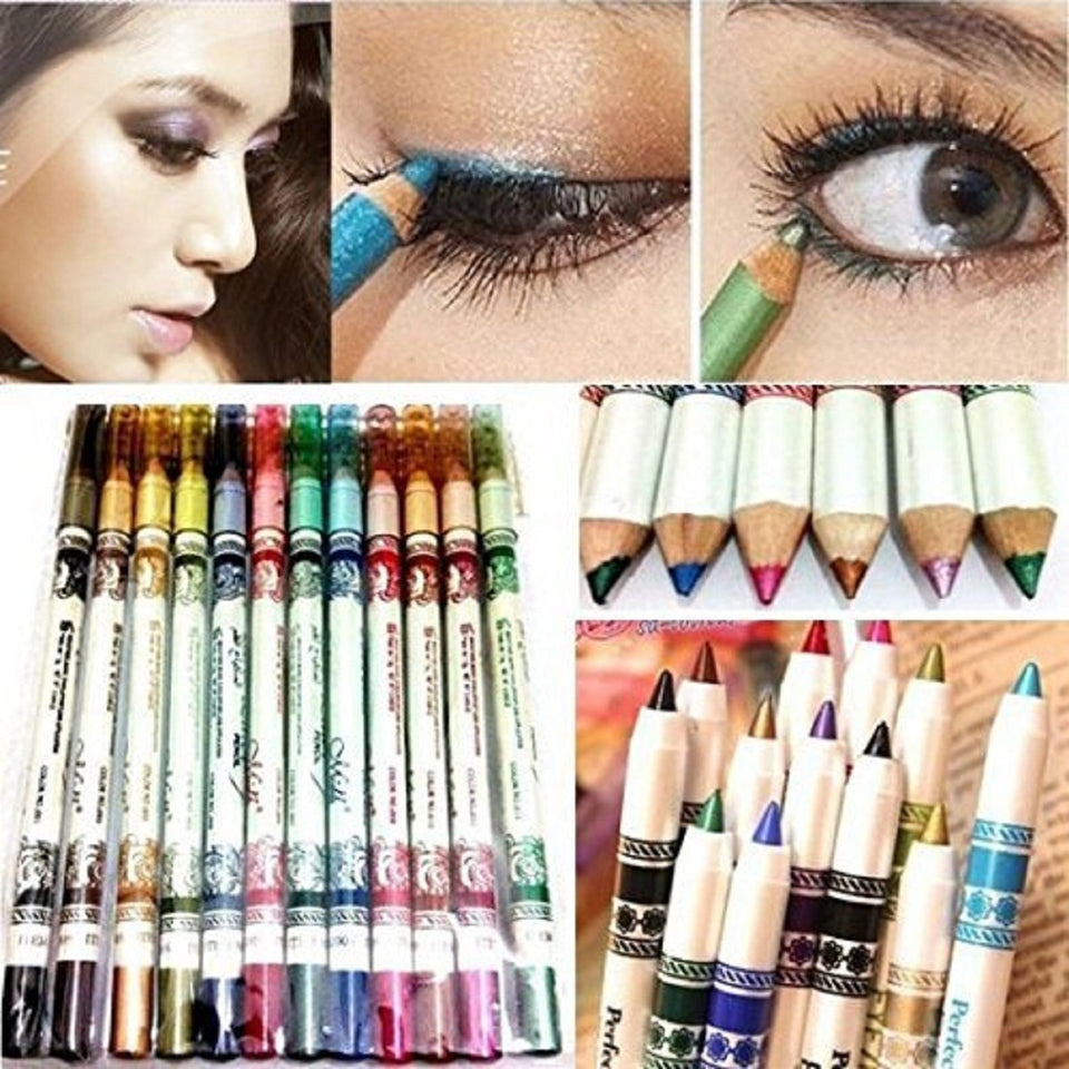 Trending 12PCS/PACK 2 in 1 Eyeliner 12 Colors Lip Pencil Long-lasting Waterproof Makeup Cosmetic Set Eye Liner HOT