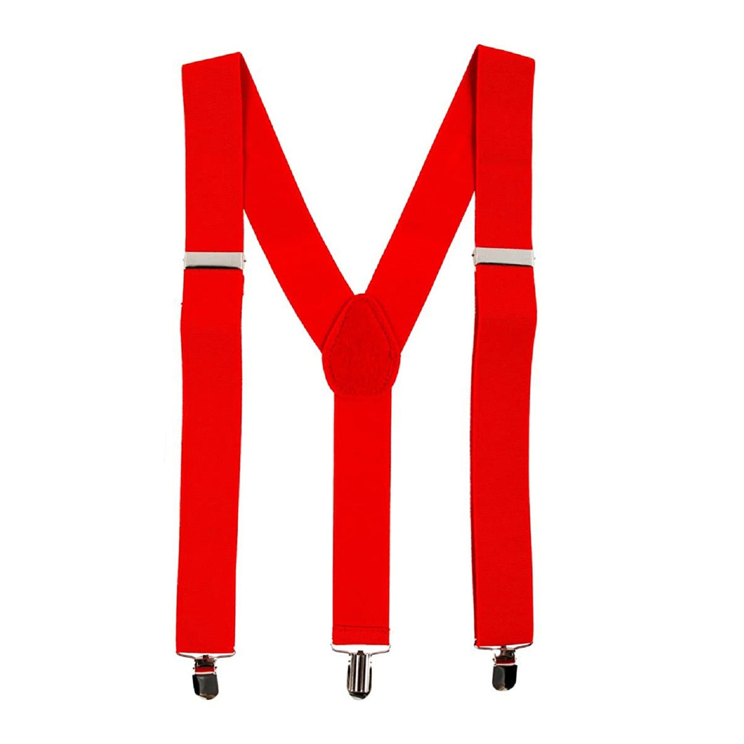 Top Selling Solid Color Man Belt Woman Men's Suspenders Clip-on Y-Red Braces Elastic Adjustable