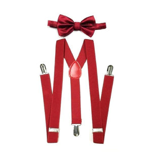 Red Bow Tie and Red Suspenders Set. Adults/Kids. Christmas Bow Tie