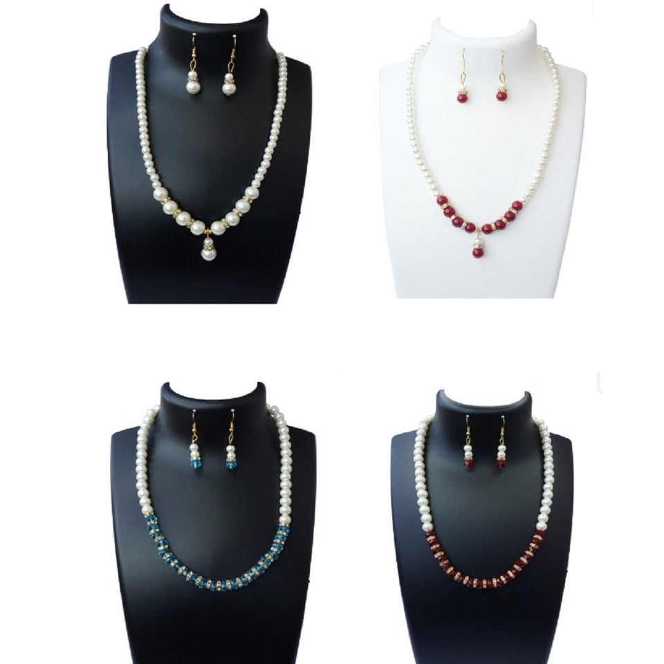 Beautiful fashionable pearls sets combo of four designer collection with earrings and pendants