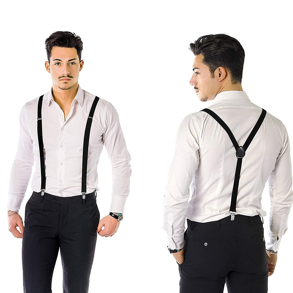 Top Selling Solid Color Man Belt Woman Men's Suspenders Clip-on Y-Cream Braces Elastic Adjustable