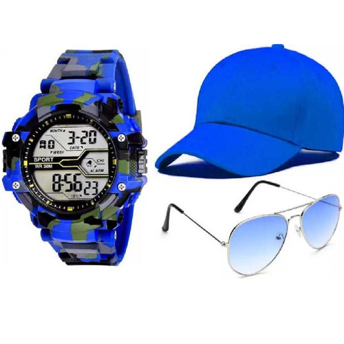 Fashion Waterproof Men's Boy LCD Digital Stopwatch Date Rubber Sport Wrist Watch & Yellow Bases Solid Color Baseball Cap Snapback Caps Hats Fitted Casual Hats For Men Women Unisex Sunglasses Women Brand Designer Sun Glasses for Men Sunglass Female