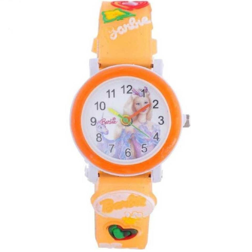 Trending Sale Top Quality Hot Selling Barbie Kids Orange Color Children's Wrist Watch for Kids and Girls