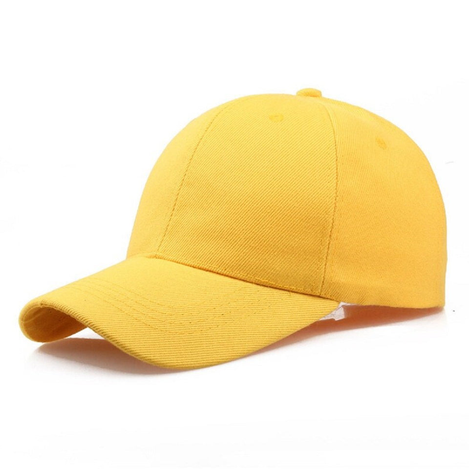 Trending Color Outdoor Sun Hat For Adult Unisex Casual Solid Adjustable Baseball Caps Women Men Black & Yellow