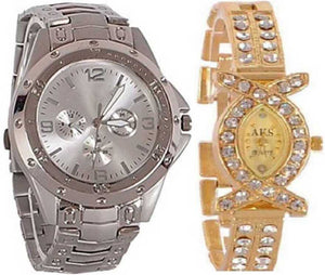 Crystal-Chain-Couple Premium Quality Designer Fashion Wrist Analog Watch - For Couple