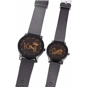 Trending High Quality Fashion King Queen Couple Printed Dial Analog Watch