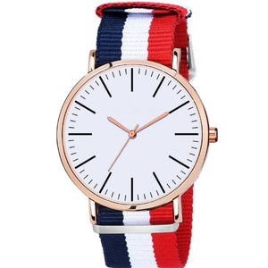 Trending High Quality Luxury Women Stylish Nylon Belt Bracelet Unisex Simple Fashion Quartz Watch Gold Wristwatch Clock Dress